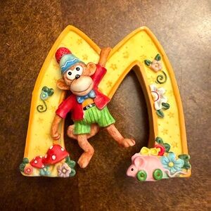 Vintage Mary Engelbreit M is for Monkey Resin Alphabet Letter